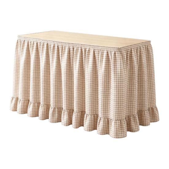 Conference Room Table Decoration 6Ft Gingham Skirt with Ruffled Edge, Checkered Teacher Desk Skirt, Detachable Hook And Loop Wrap for Classroom Desk,