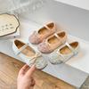 Girls Leather Shoes for Party Wedding Fashion Children Rhinestone Princess Shoes Kids Shallow Flats Mary Jane Shoe Anti-Slippery