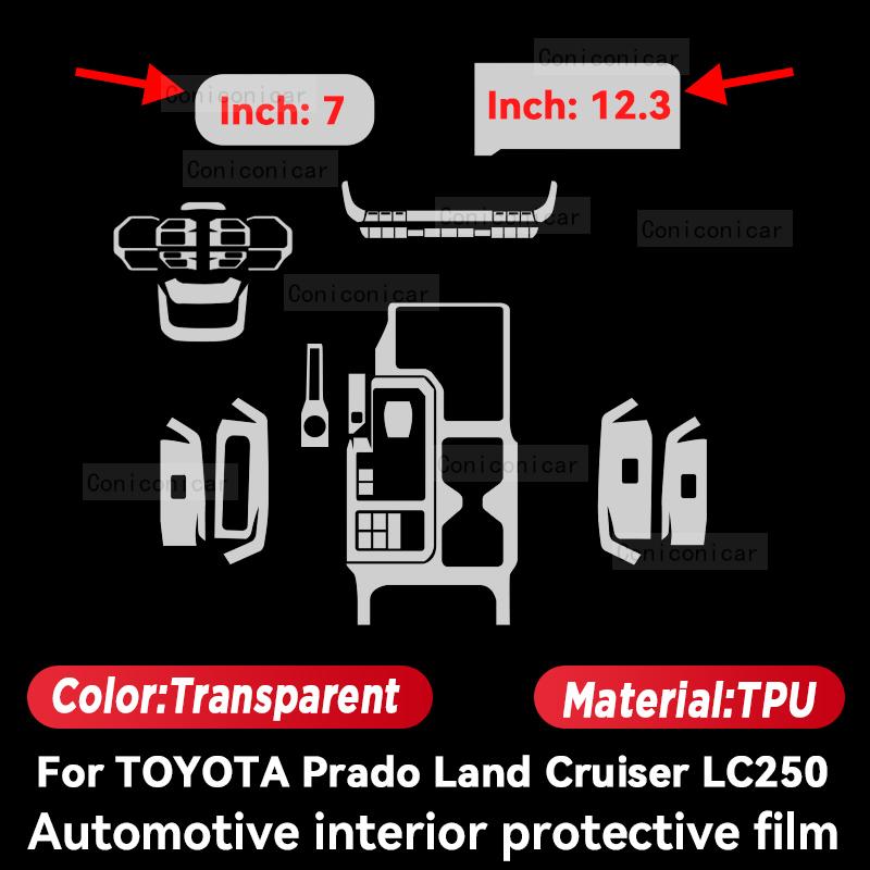For TOYOTA Prado Land Cruiser LC250 2024 2025  Car Interior Protective Film Center Sonsole Navigation trucment Anti-Scratch