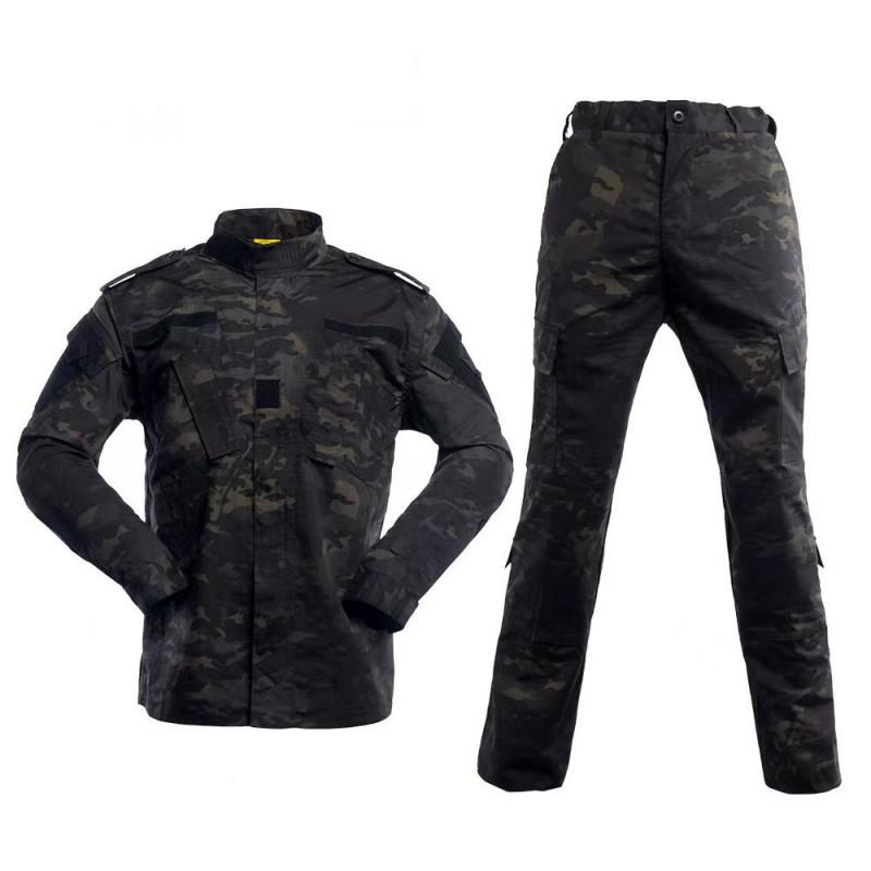 Mens Camouflage Tactical Workwear Set Long Sleeve Shirt Pants Outdoor Hiking Camping Military Style