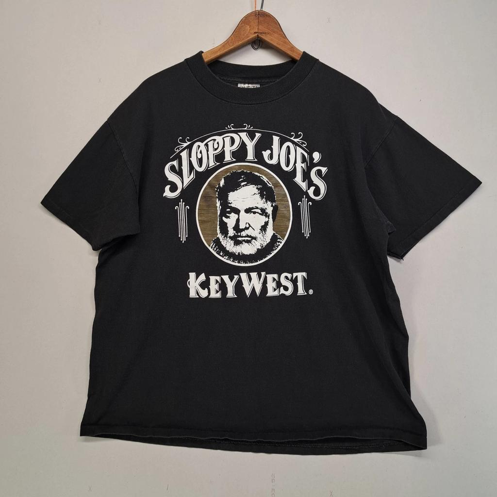 Винтажная футболка Sloppy Joe's Key West Bar Hemingway с одинарной строчкой, размер L, черная