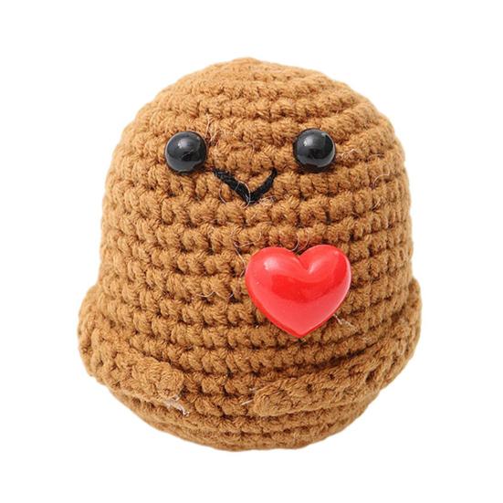 Вязаная крючком кукла-картошка с позитивной открыткой, эмоциональная поддержка, мини-вязаная шапка-картошка, украшение для домашнего офиса, рабочего стола, орнамент