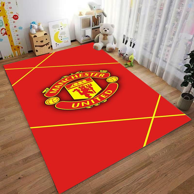 Red Manchester Designed floor mat, suitable as a non-slip mat for the living room or bedroom sofa