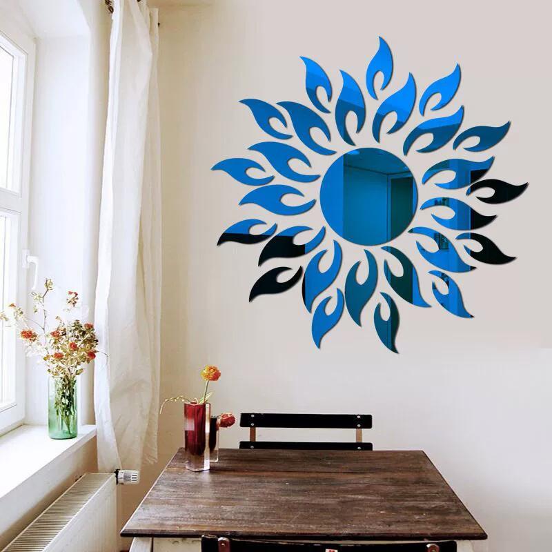 3D Mirror Sun Art Removable Wall Sticker Acrylic Mural Decal Home Room Decor DIY