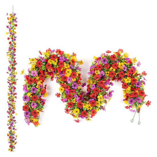 180 см Искусственная гирлянда из фиолетовых цветов, устойчивая к УФ-излучению, реалистичная, осенняя, из искусственных цветов, ротанговая лоза, для свадебной вечеринки, подвесная, имитация цветения, украшение