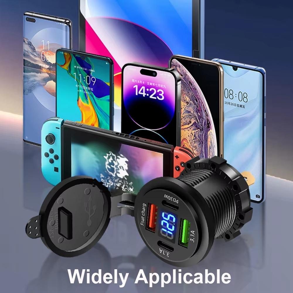 Разъем автомобильного зарядного устройства 83 Вт PD30 Вт быстрая зарядка двойной USB+Type C выход адаптер питания для телефона с вольтметром для мотоцикла грузовика лодки