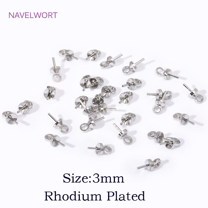 18K Gold Plated Brass Eye Pins Bail Top Drilled,Pearl Pendant Mounting Bails Connectors For DIY Jewelry Making Accessories
