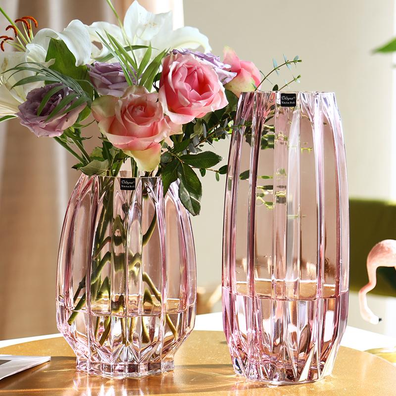Nordic Simple Large Glass Vase Transparent Color Hydroponic Rich Bamboo Lily Rose Vase Living Room Flower Arrangement Ornaments
