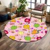 Colorful Cats and Cupcakes Pattern Print Round Rug, Living Room, Bedroom, Playroom Carpet, Non Slip Floor Mat, Gift