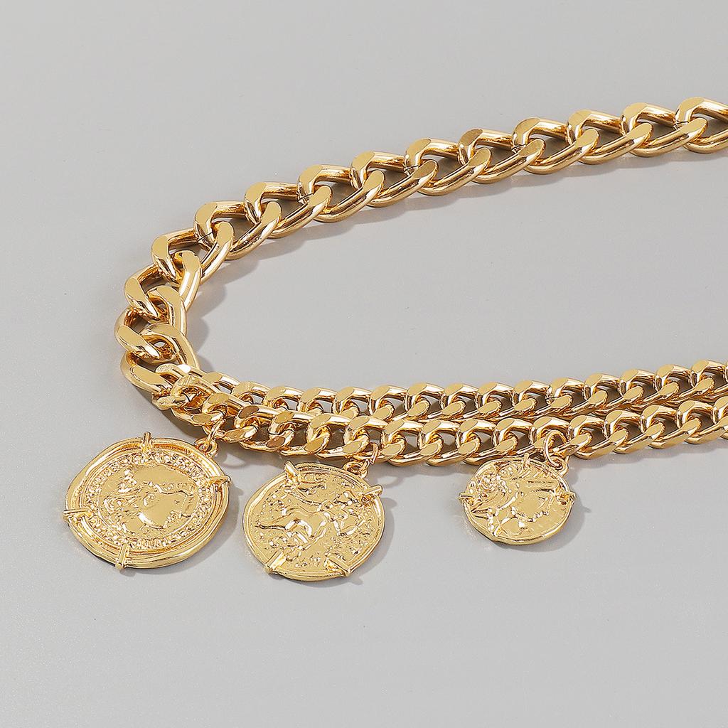 Tooxika Металлическая цепочка-ожерелье Креативный нишевый дизайн Минималистичная цепочка-ожерелье с круглым кулоном