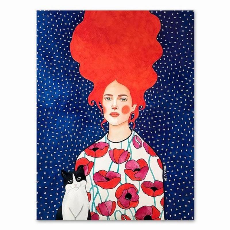 Абстрактные волосы девушки цветы птицы настенная живопись на холсте постеры на скандинавскую тематику и принты винтажные настенные панели для декора гостиной без рам