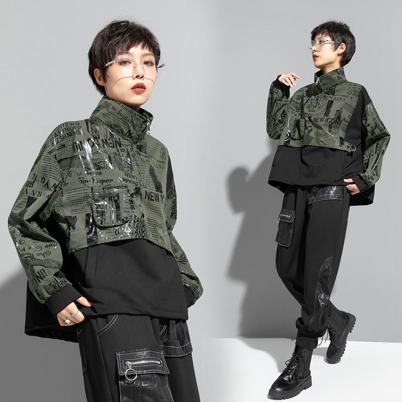 Женская рубашка больших размеров на весну, стойка воротник, повседневная, длинный рукав, винтажная мода, топы, футболки, свободная, новая