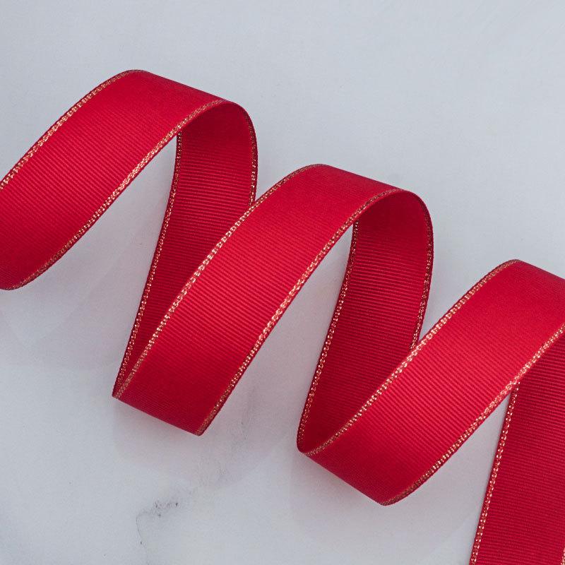 Романтичная и уютная однотонная золотая ребристая лента, зашифрованная полиэстеровая лента, двухсторонняя утолщенная прошитая лента, подарочная коробка, декоративная лента