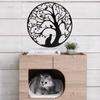 Charming Tree of Life Decor - Rustic Metal Wall Art with Cat & Bird for Home Enhancement