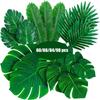 Artificial Palm Leaves Tropical Plant with Faux Monstera Leaves Stems Simulation Safari Leaves for Hawaiian Table Leaves Decorations 6 Kinds