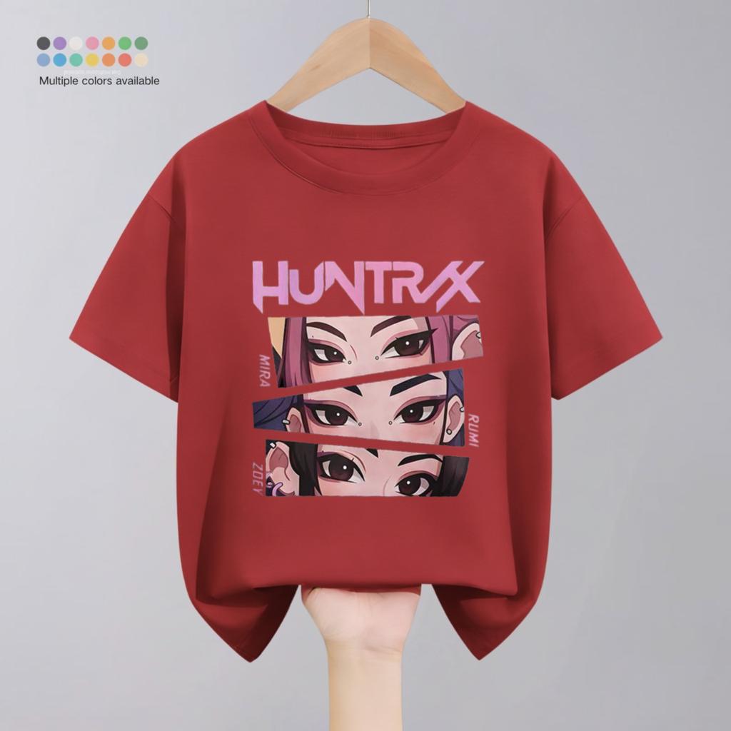 Летняя новая модная детская футболка с принтом мультяшной группы Hunter для девочек, короткий рукав, круглый вырез