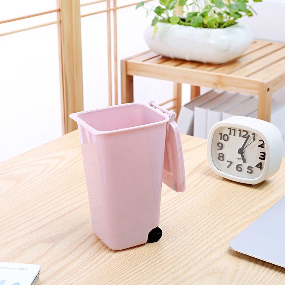 Multi-Functional With Cover Workspace Pen Holder Garbage Storage Box Mini Trash Can Desktop Bin