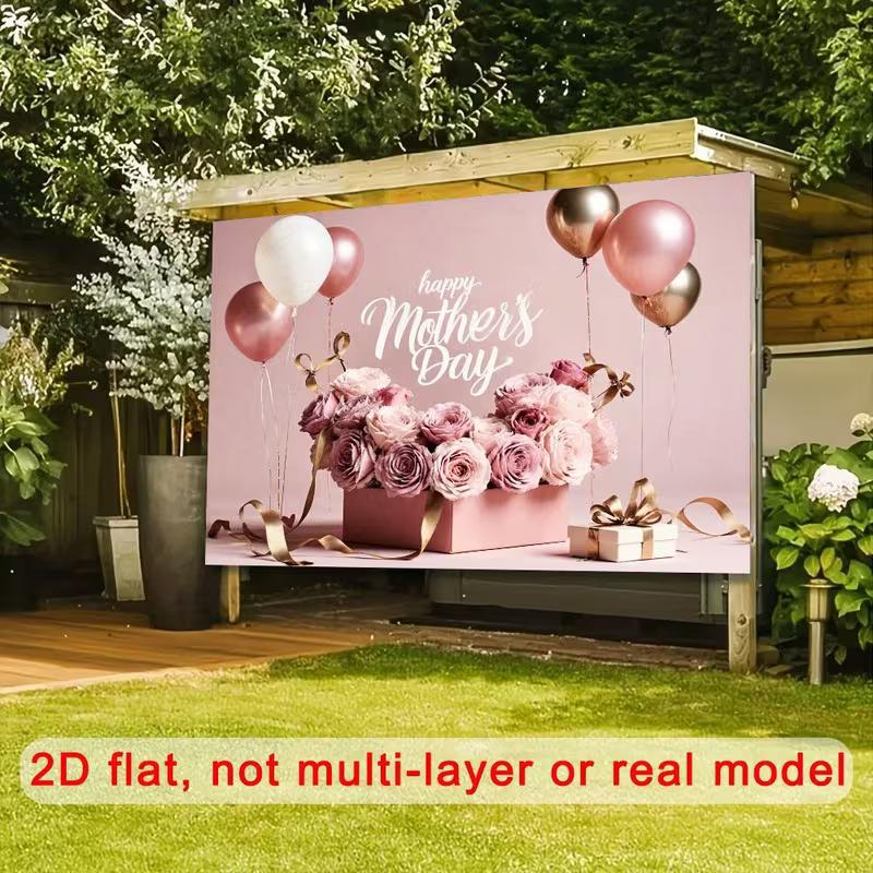 Pink Floral 2D Backdrop, Mother's Day Gift Box Photo Background