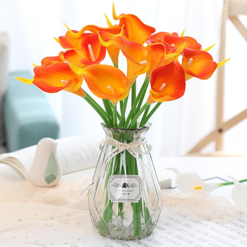 5Pcs Bridal Elegant Real Touch DIY Silk Plants Artificial Calla Lilies Fake Flowers Bouquet