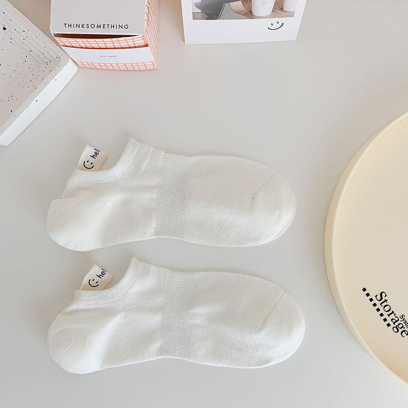 Женские спортивные носки до середины икры в корейском стиле с вышивкой в виде смайлика - Устойчивые к запаху и влагопоглощающие