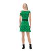 Clover St. Patrick's Day Irregular Sleeve Dress with Digital Print Skirt for Women
