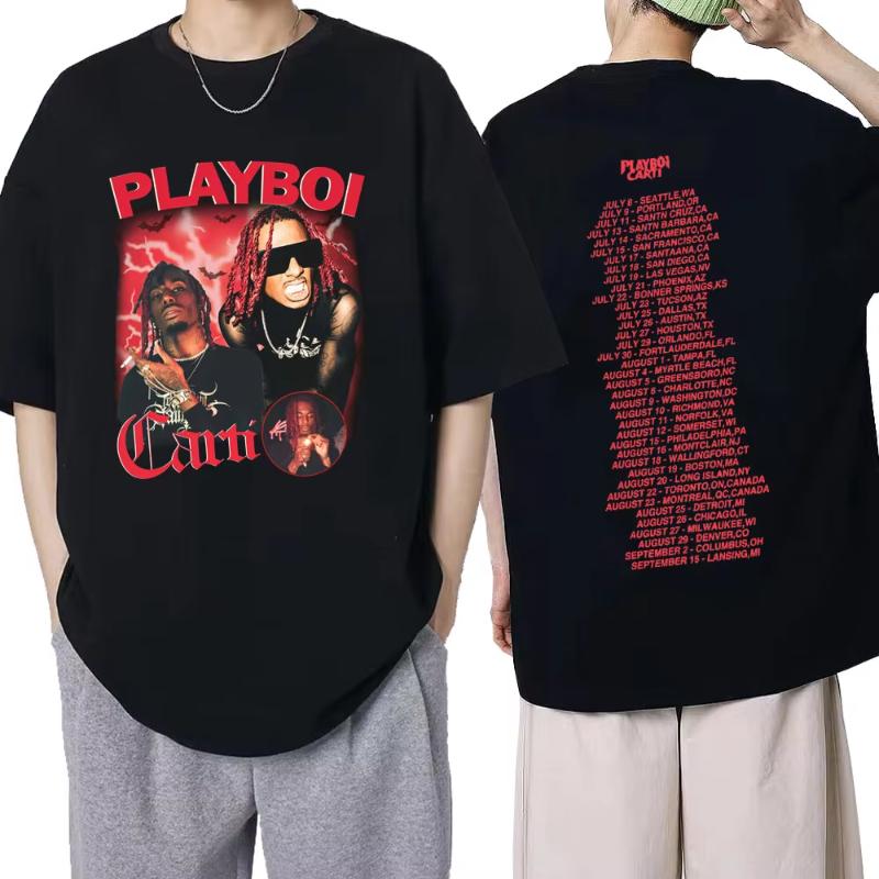 Playboi Carti Music Album Whole Lotta Red Print Tshirt Unisexs Clothes Vintage Rapper Hip Hop T Shirt Summer Casual Gothic Tops
