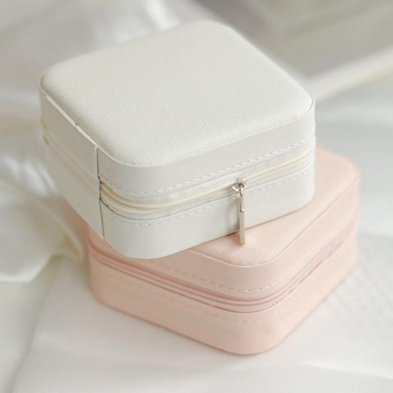 Travel Jewelry Organizer Box Portable Faux Leather Case for Earrings Necklaces Rings Bracelets Compact Storage for Women Girls