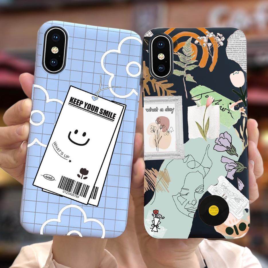 For Apple iPhone X XR XS Max Case Stylish Art Painted Cover Soft TPU Fundas Phone Case For iPhone XR iPhoneX XS Max Cover Bumper