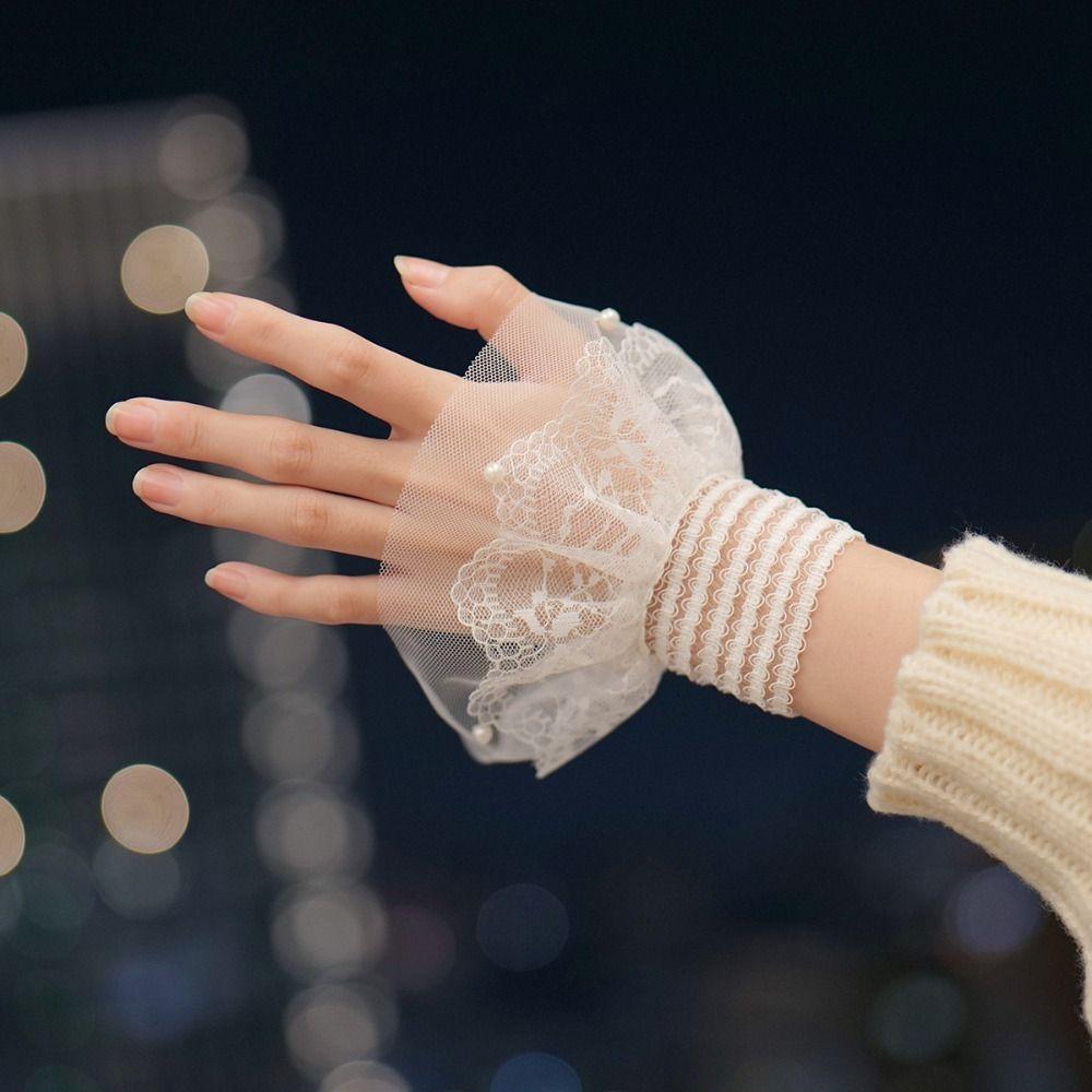 Кружевные съемные манжеты на рукавах, имитация манжет, кружевные манжеты, весна-осень