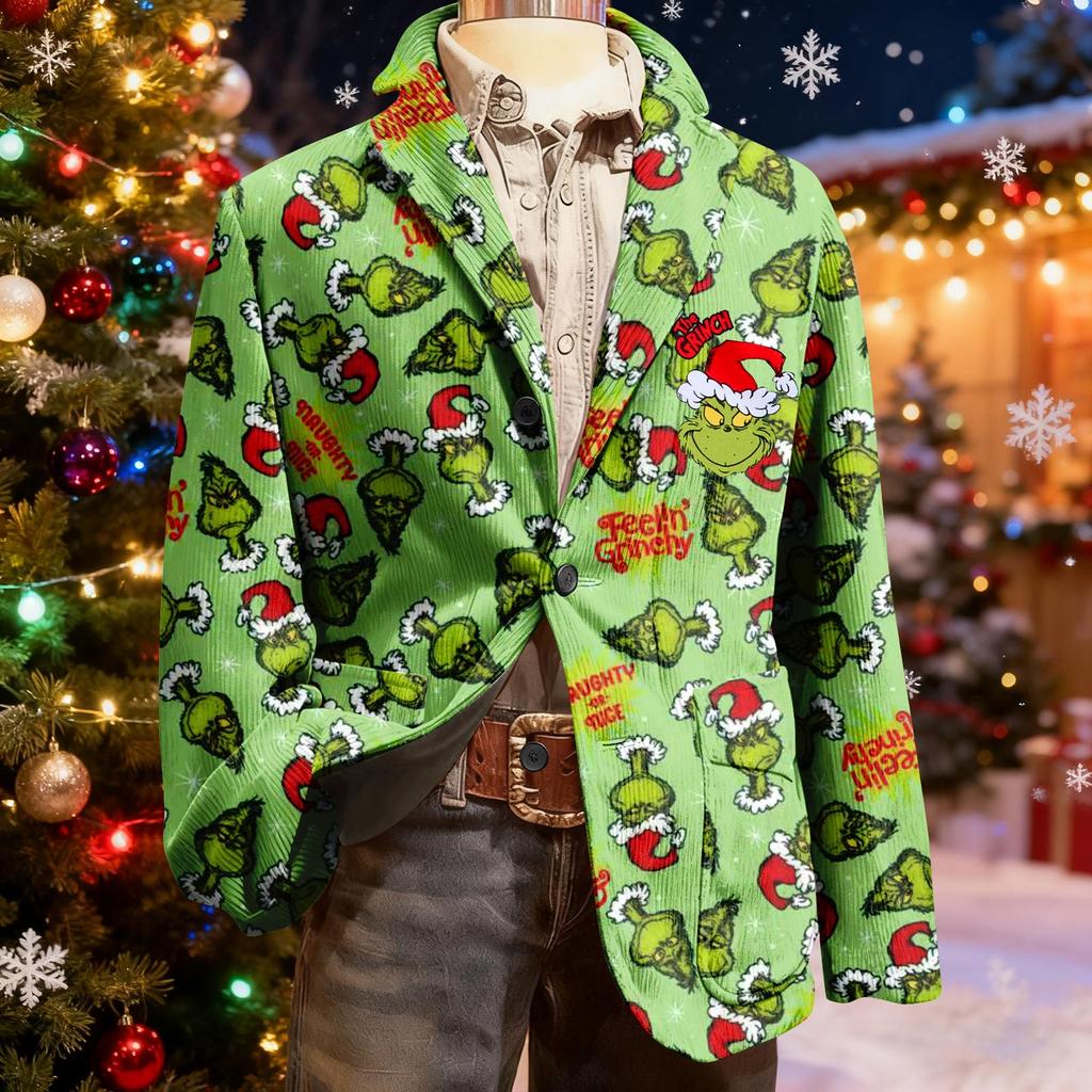 Мужской уродливый рождественский вельветовый теплый карманный пиджак-кардиган, мужской повседневный костюм