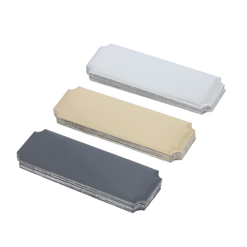 10 шт. Высококачественные пустые этикетки с лазерной гравировкой, Настольные таблички с именем, Металлические полоски с клейкой основой, Для использования в DIY