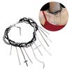 Adjustable Length Choker Pearls Entwined Necklace with Stylish Tassels Crucifix Pendant Clavicle Chain Party Accessory
