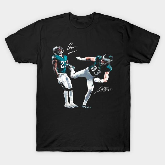 Asian Size Men Black Print T-shirt Cooper Dejean And Quinyon Mitchell Eagles Football No-Cut Heat Transfer Print Cotton Tshirt