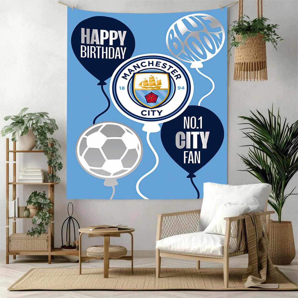 First Place Manchester City Fc Logo Wall Decor Tapestry Art For Pet Memorial Birthdaywedding Party Backdrop Family Gift