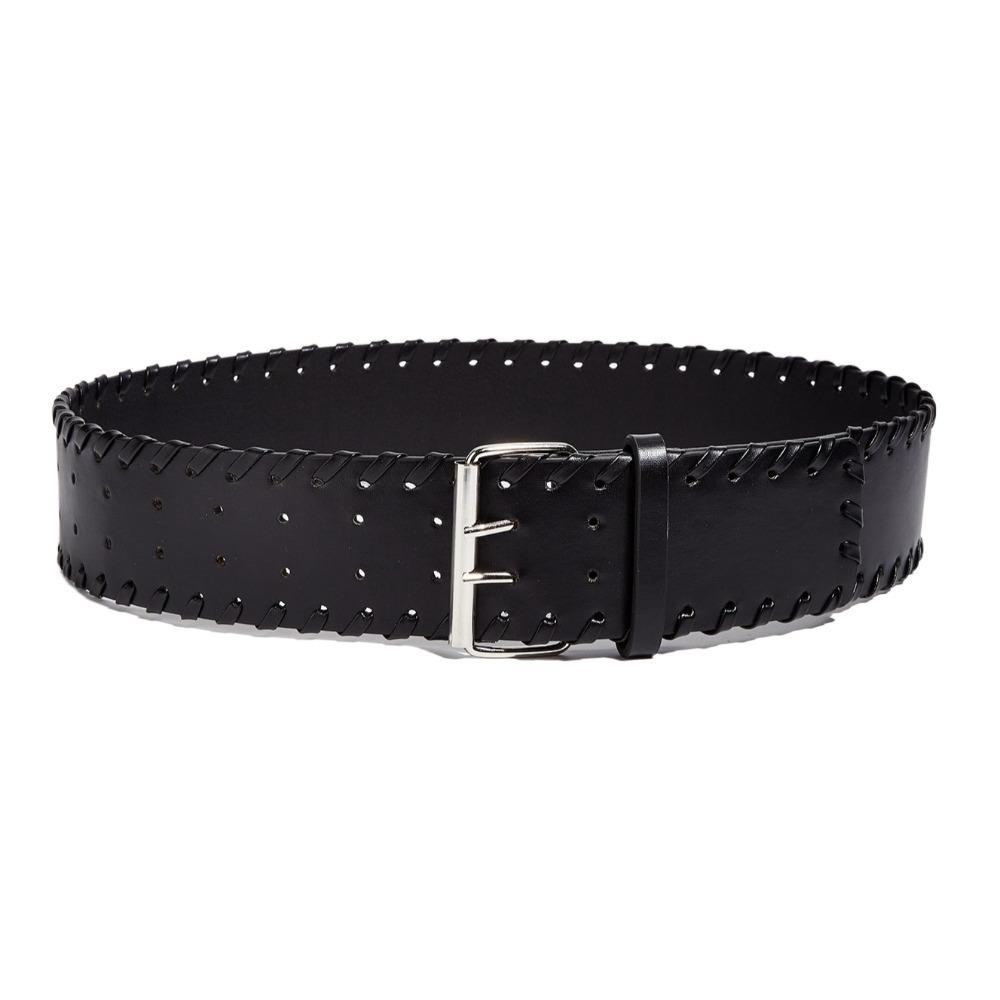 Y2k PU Leather Waistband Woven Western Cowboy Belt Fashion Women Wide Belt  Spicy Girl