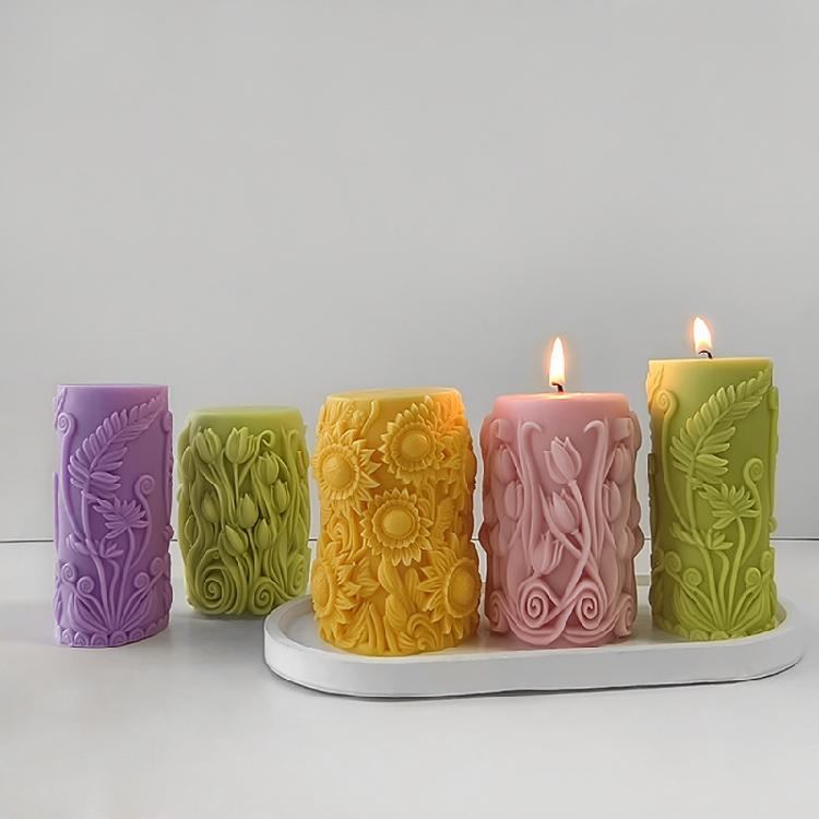 Flexible Flower Embellishments Mold Portable Floral Pillar Silicone Mould Professional Mold for Crafting Candle Soap