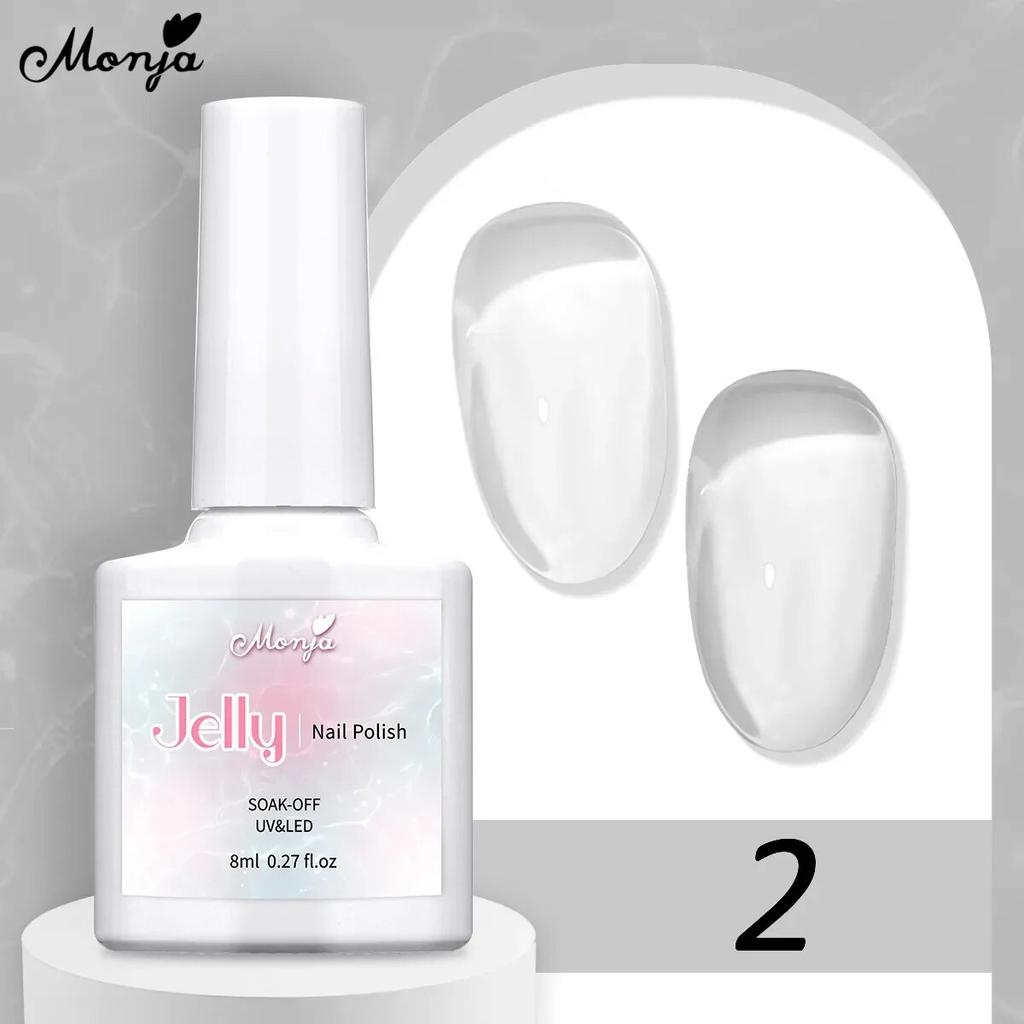 monja 8 мл желейный УФ-гель для ногтей, полупрозрачный ледяной телесный розовый дизайн маникюра, отмачиваемый лак, гибридный лак цвета
