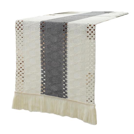 Ткань для праздничного стола, плетеная ткань в стиле бохо, кисточка, контрастный цвет, плетеная