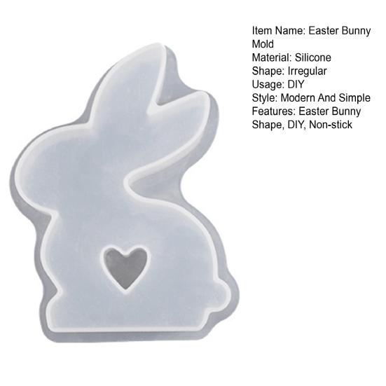 Easter Bunny Candle Silicone Mold Hollow Love Heart Non-stick DIY Homemade Aromatherapy Scented Candle Decoration Gypsum Epoxy Resin Casting Mould
