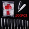 500pcs Long Coffin Stiletto Fake Nails ABS New Design Ballerina Nail Art Tips Clear/Natural Fake Nails Tips