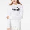 Puma Ess Hoody FL с флисовой подкладкой, теплая трикотажная толстовка с капюшоном, женская, белая 586938-02
