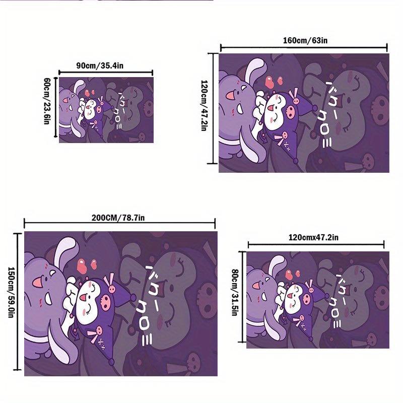 1pc Sanrio Kuromi Mermaid Printed Office Carpet Rectangle Rug Under The Table,Perfect Room Decor for Living Room, Bedroom, Kitchen, Non-slip Floor Mat