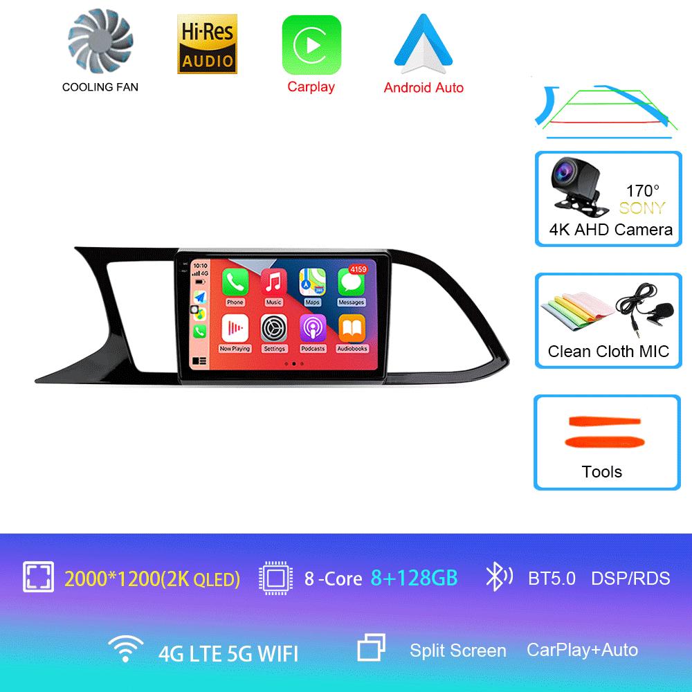 Android 14 Carplay для Seat Leon 3 2012 2013 2014 2015 - 2020 Навигация GPS Мультимедиа Автомобильный Радиоплеер стерео Wi-Fi+4G Auto BT