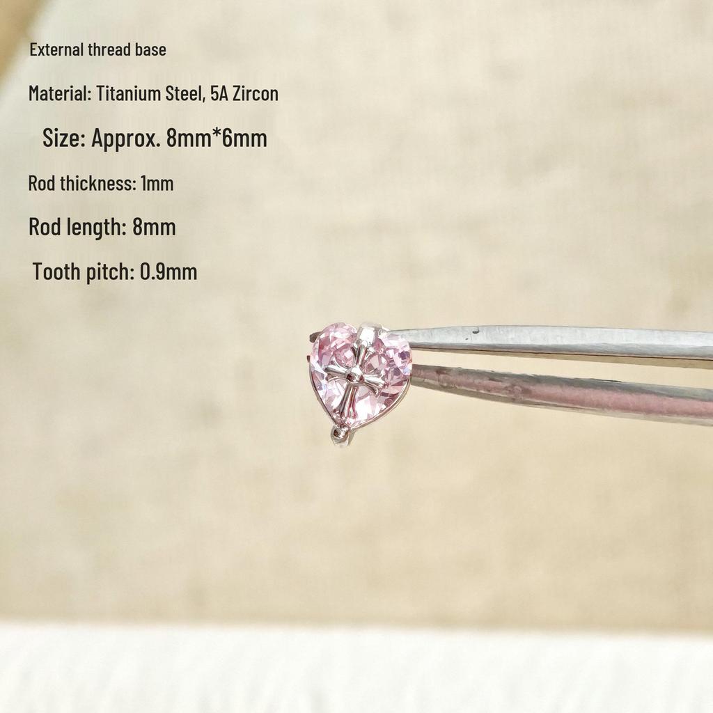 Sparkling Zirconium Titanium Heart & Cross Cartilage Ear Studs - Light Luxury Niche Jewelry