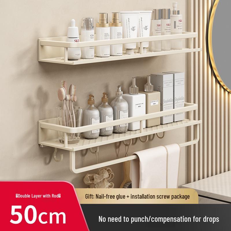 Роскошная настенная полка для ванной комнаты со штангами для хранения без сверления