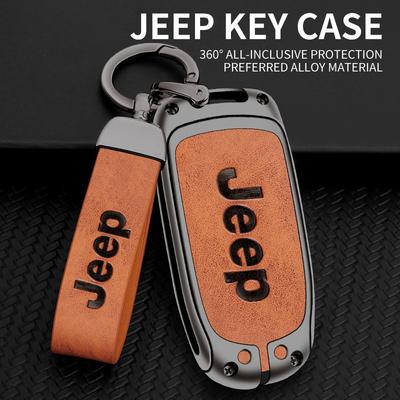 Чехол-брелок из цинкового сплава и кожи для автомобильного ключа Renegade Compass Cherokee Grand для Chrysler 300C Wrangler Автоаксессуары