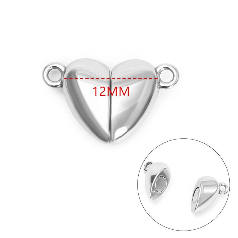 Stainless Steel Fine Polished Bright Surface Heart-shaped Magnet Clasps DIY Couple Bracelet Pendant with Connection Buckle