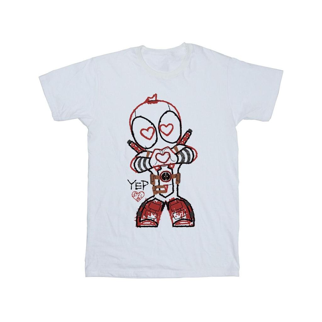 Marvel Mens Deadpool Love Beam Line T-Shirt