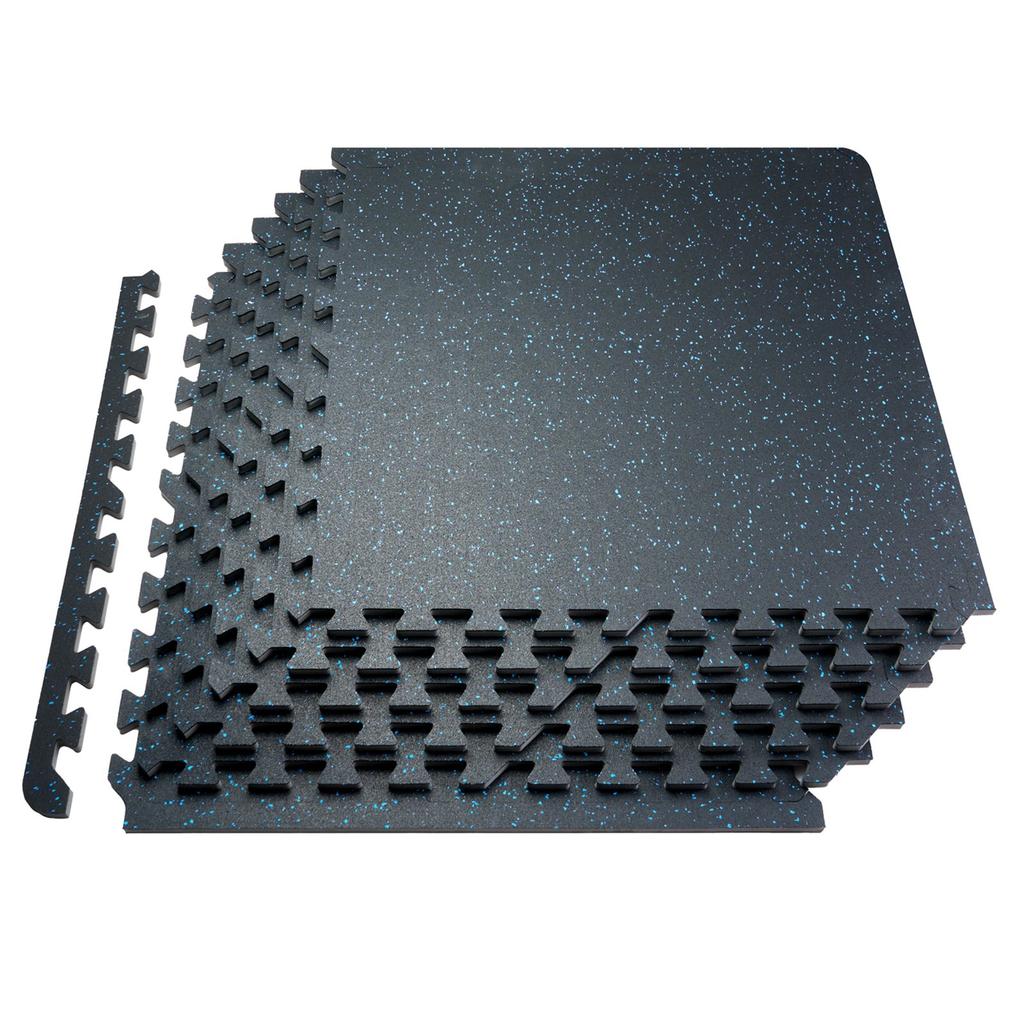 VEVOR 0.56 Inch Thick Gym Floor Mats, 25 Tiles Rubber Top with EVA Foam, 25" x 25" Gym Flooring Workout Mats with 100sq.ft Coverage