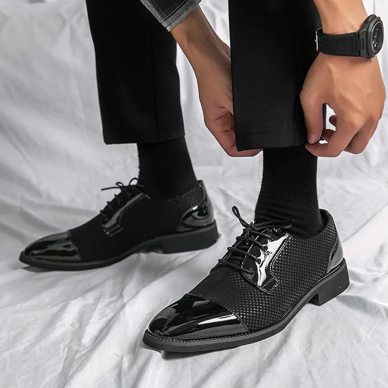 Fashion Men Dress Shoes Men's Oxford Business Lace-up Round Toe PU Spring Autumn Free Shipping Zapatos Hombre Vestir Size 38-46 Leather